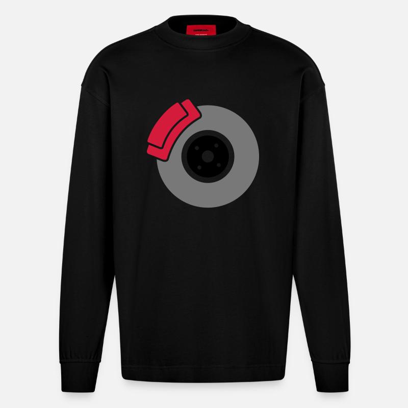 Scheibenbremse mit Bremssattel - Heavyweight Oversized Organic Langarmshirt Made in EU - SOLID BLACK