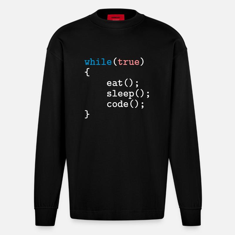 Programmierer, Software, Informatik, Developer - Heavyweight Oversized Organic Langarmshirt Made in EU - SOLID BLACK