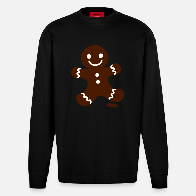 Lebkuchen 2c - Heavyweight Oversized Organic Longsleeve Shirt Made in EU - SOLID BLACK