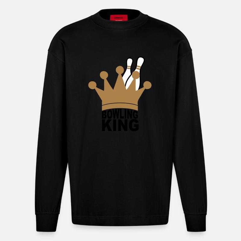 Bowling King - Heavyweight Oversized Organic Langarmshirt Made in EU - SOLID BLACK