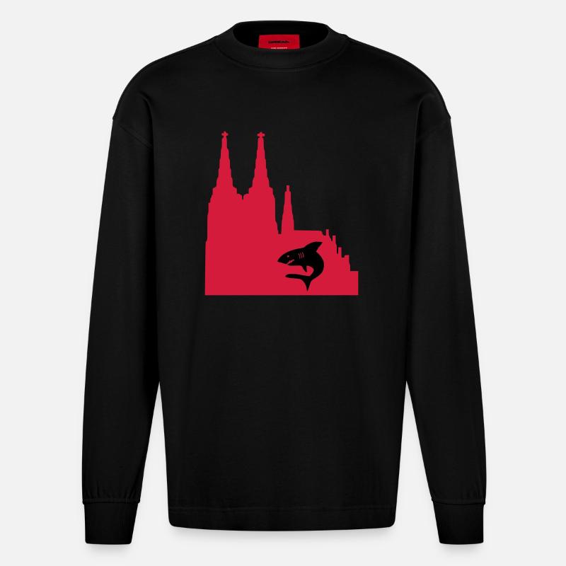 stadt_koeln_2 - Heavyweight Oversized Organic Langarmshirt Made in EU - SOLID BLACK