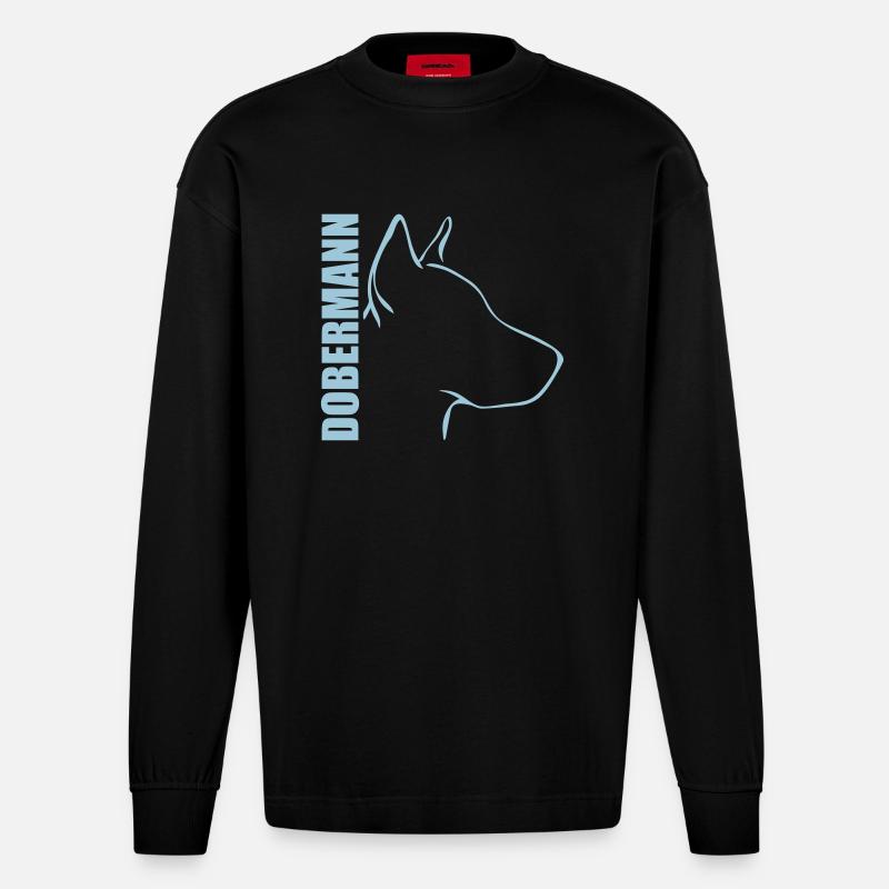 DOBERMANN PROFIL - Heavyweight Oversized Organic Langarmshirt Made in EU - SOLID BLACK