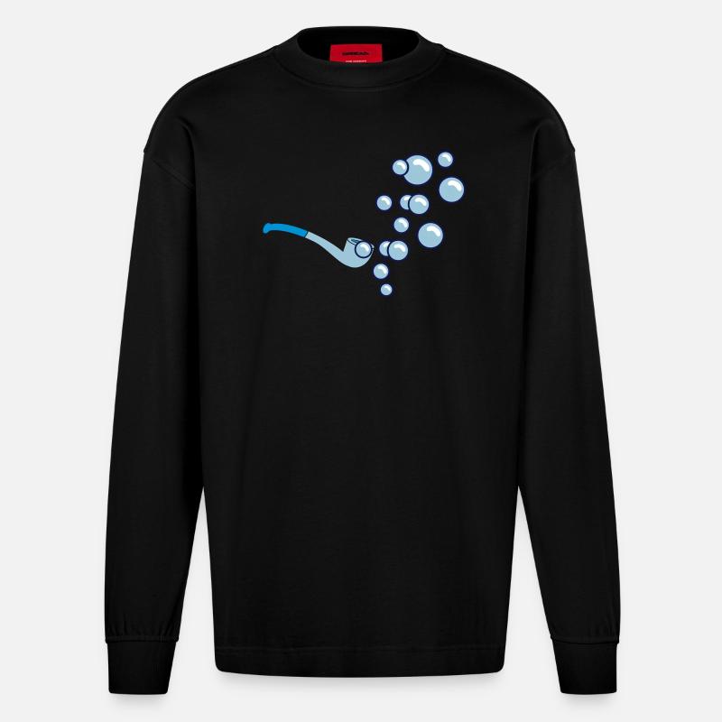 Blasen / bubbles (3c) - Heavyweight Oversized Organic Langarmshirt Made in EU - SOLID BLACK
