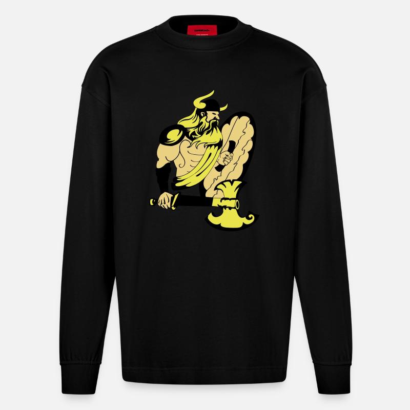wikinger - Heavyweight Oversized Organic Langarmshirt Made in EU - SOLID BLACK