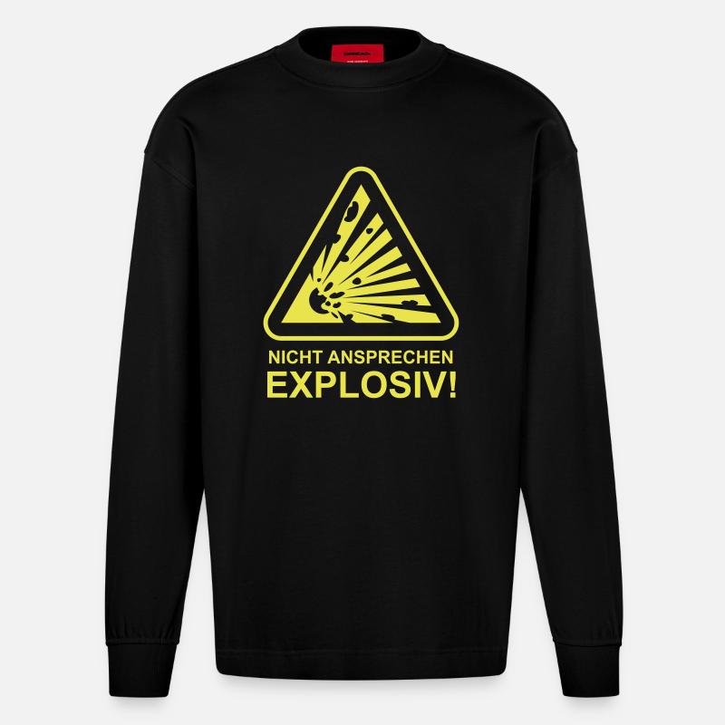 Nicht ansprechen Explosiv! - Heavyweight Oversized Organic Langarmshirt Made in EU - SOLID BLACK