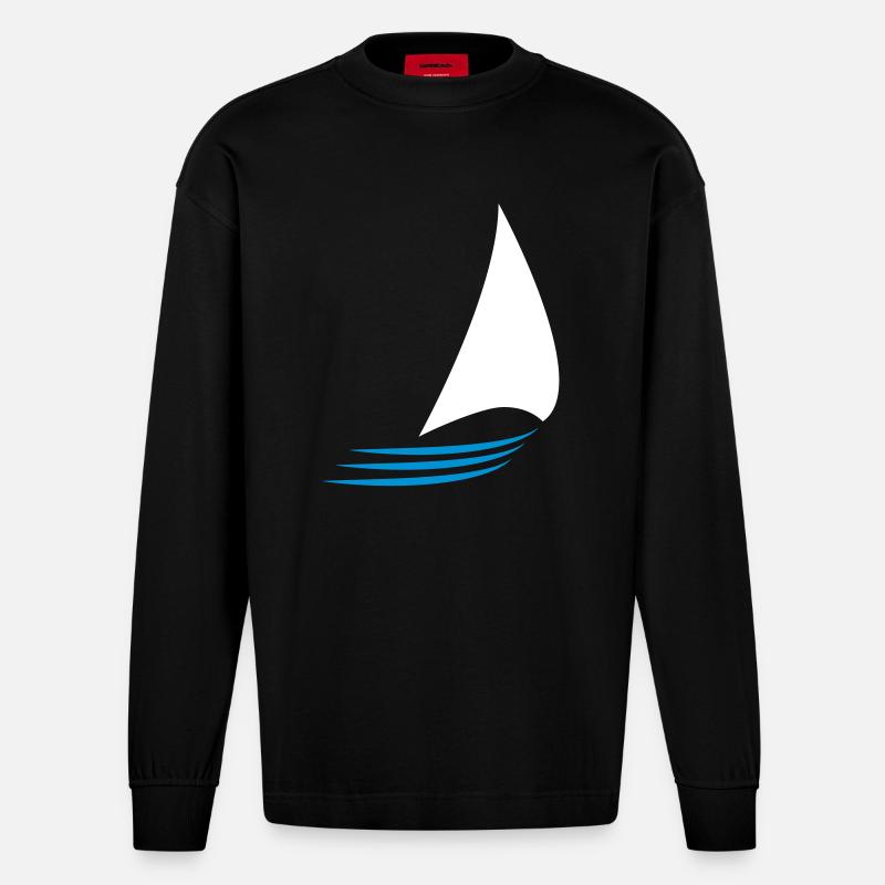 segeln - sailing - Heavyweight Oversized Organic Langarmshirt Made in EU - SOLID BLACK
