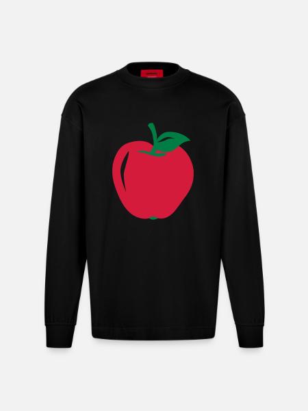 Apfel - Heavyweight Oversized Organic Langarmshirt Made in EU - SOLID BLACK