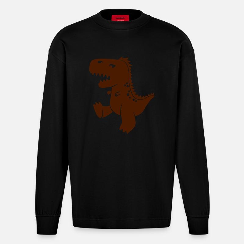 t-rex - Heavyweight Oversized Organic Langarmshirt Made in EU - SOLID BLACK