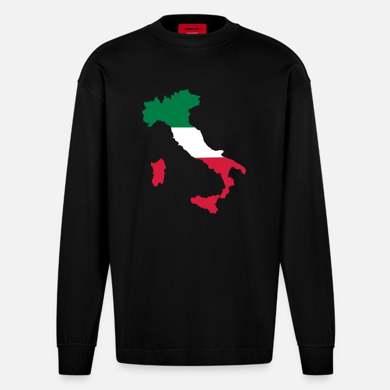 italien - Heavyweight Oversized Organic Langarmshirt Made in EU - SOLID BLACK