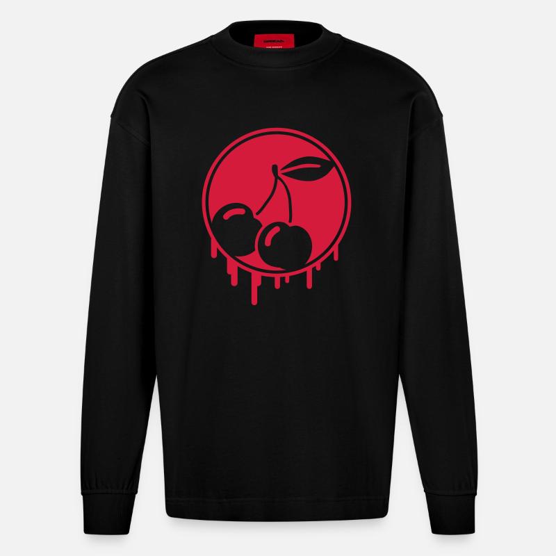 cherry_graffiti_hi1 - Heavyweight Oversized Organic Langarmshirt Made in EU - SOLID BLACK
