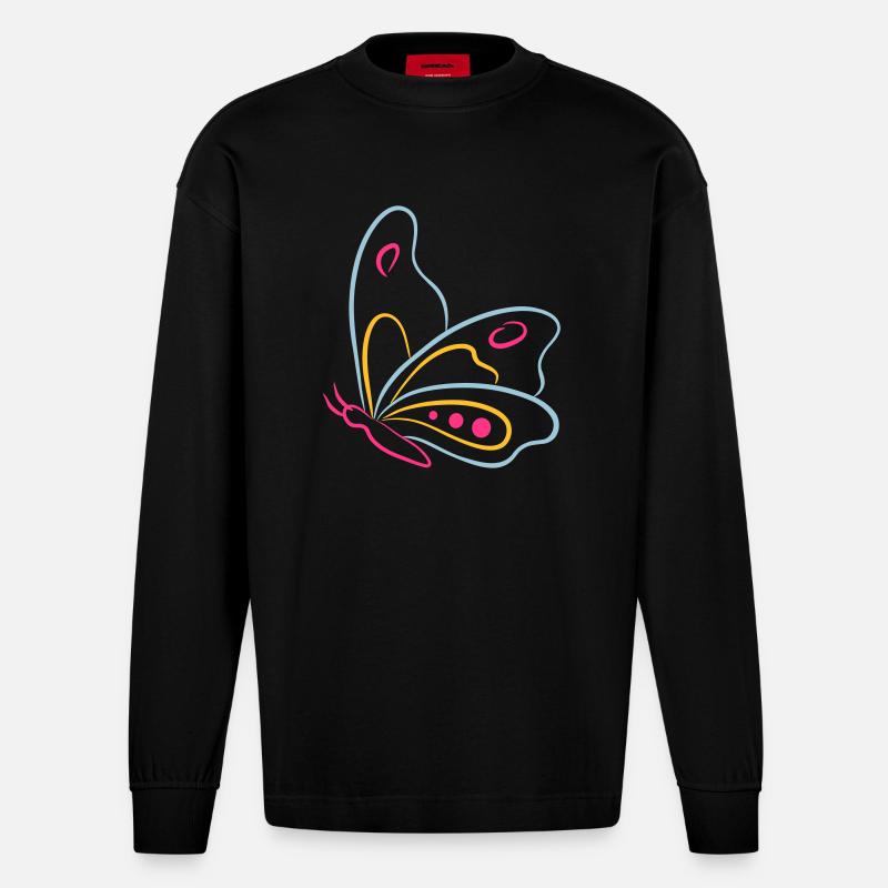Butterfly de - Heavyweight Oversized Organic Langarmshirt Made in EU - SOLID BLACK