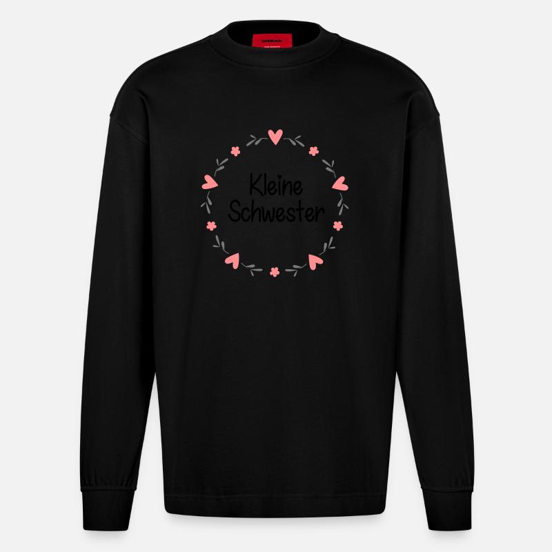 Kleine Schwester - Heavyweight Oversized Organic Langarmshirt Made in EU - SOLID BLACK