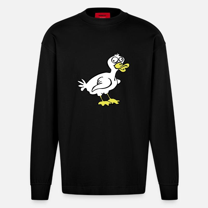 Doofe Ente - Heavyweight Oversized Organic Langarmshirt Made in EU - SOLID BLACK