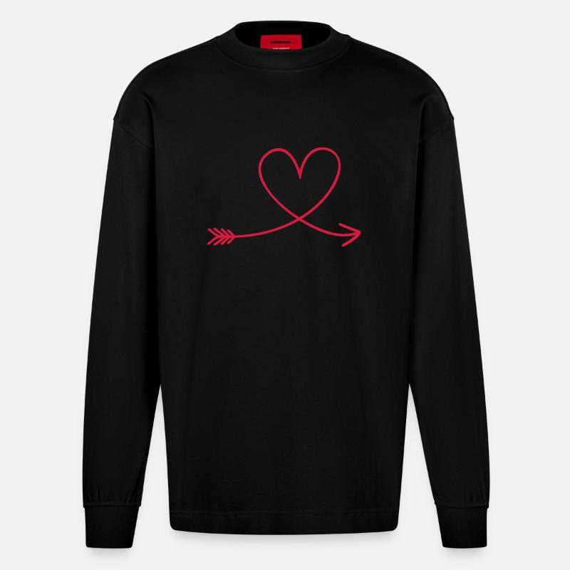 herz - Heavyweight Oversized Organic Langarmshirt Made in EU - SOLID BLACK