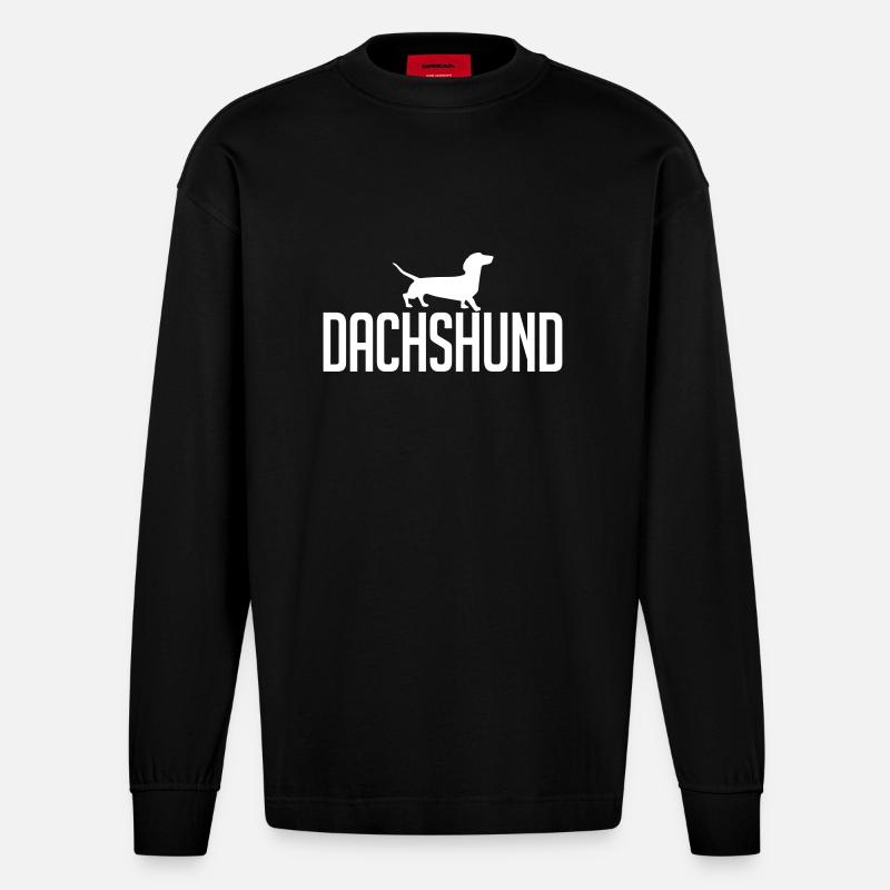 DACHSHUND Hunderasse - Heavyweight Oversized Organic Langarmshirt Made in EU - SOLID BLACK