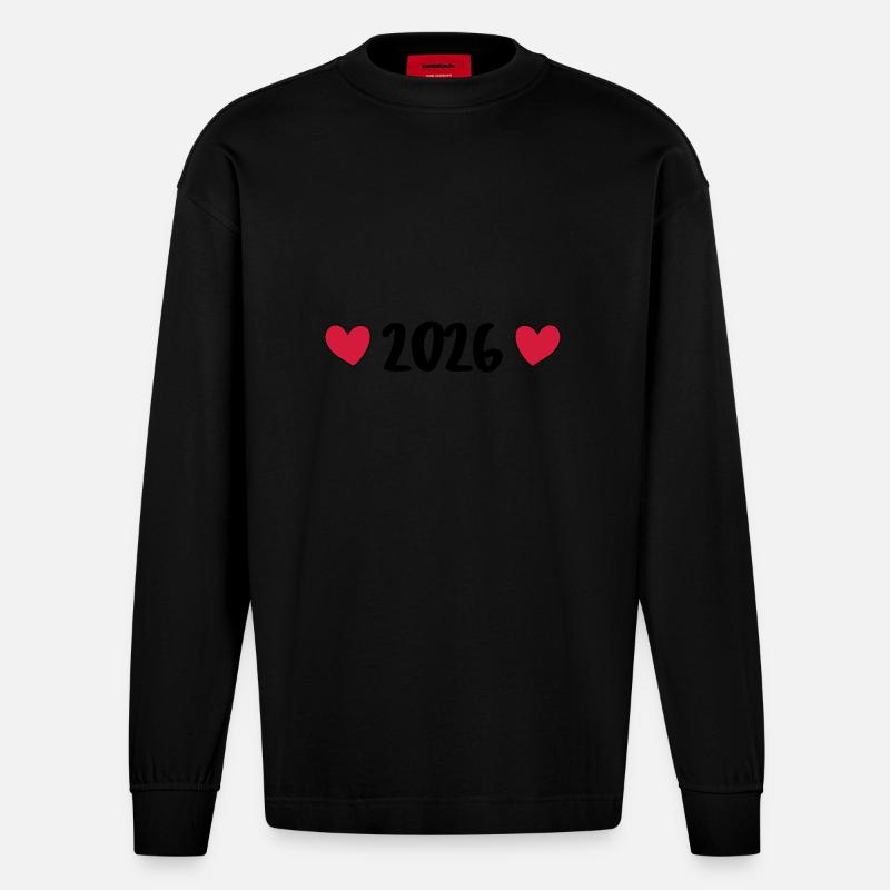 Cœur 2026 - Manches longues bio épais oversize fabriqué en UE - SOLID BLACK
