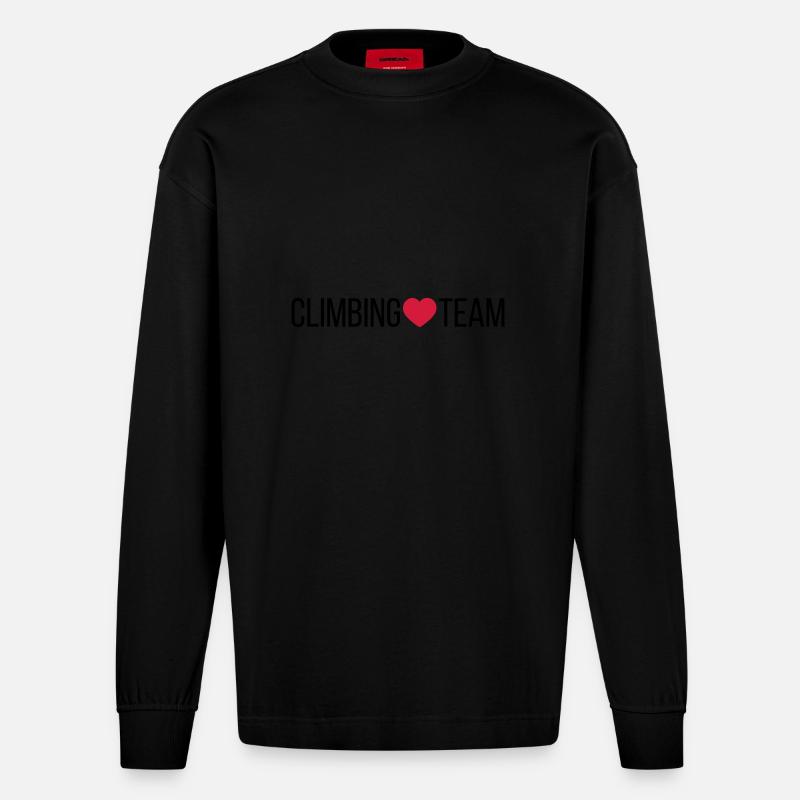 Climbing Team Herz - Heavyweight Oversized Organic Langarmshirt Made in EU - SOLID BLACK