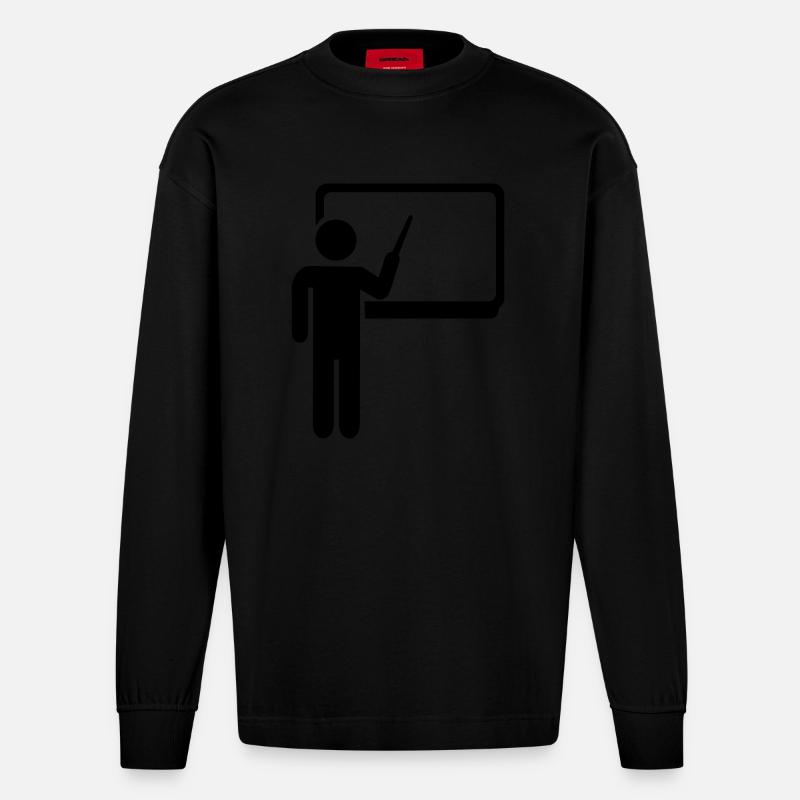 Lehrer - Heavyweight Oversized Organic Langarmshirt Made in EU - SOLID BLACK