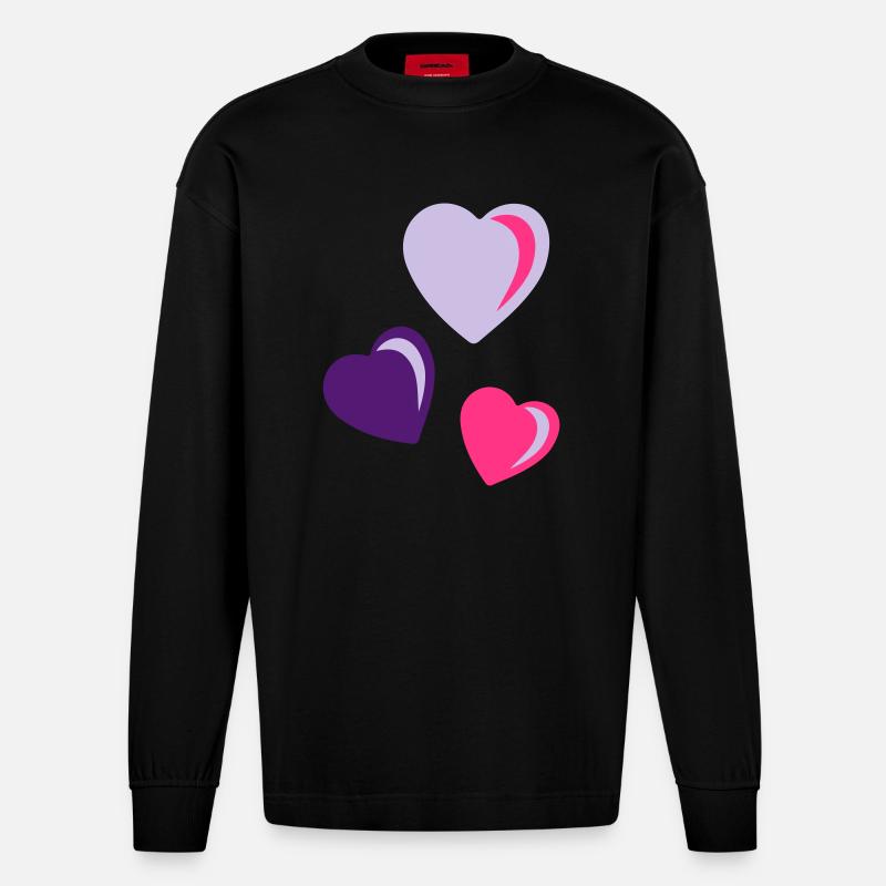 cœur - Manches longues bio épais oversize fabriqué en UE - SOLID BLACK