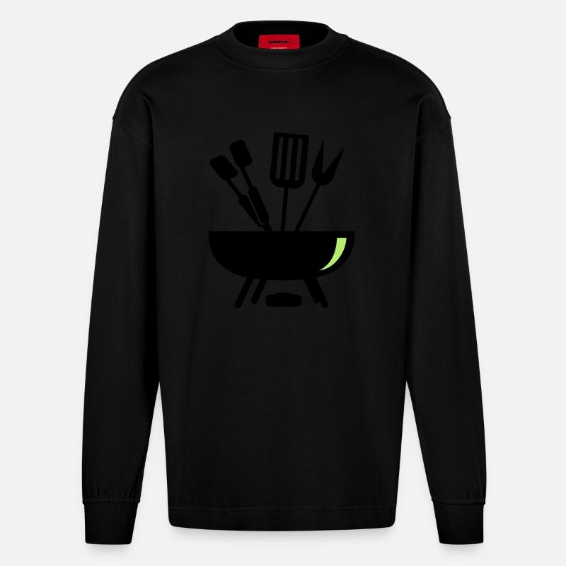 Wok (2c) - Heavyweight Oversized Organic Langarmshirt Made in EU - SOLID BLACK
