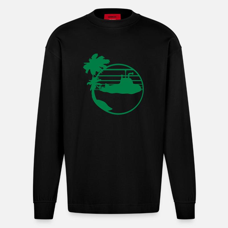Plongée sous-marine Bateau sous-marin - Manches longues bio épais oversize fabriqué en UE - SOLID BLACK