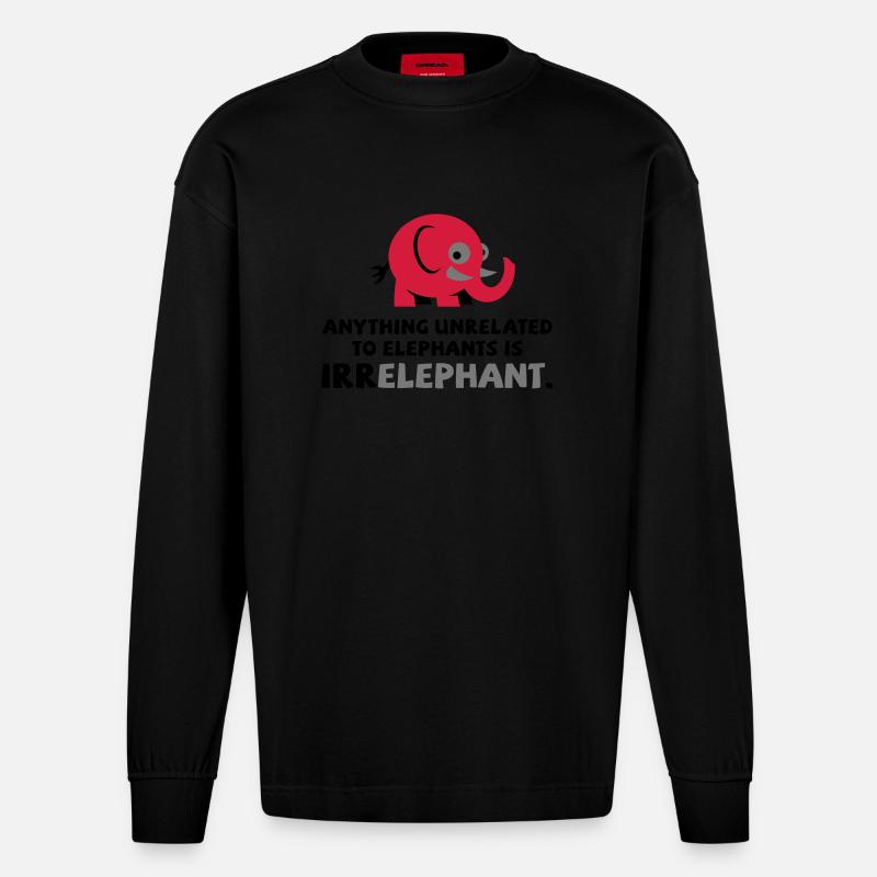 Nur Elefanten sind nicht Irr-Elefant! - Heavyweight Oversized Organic Langarmshirt Made in EU - SOLID BLACK