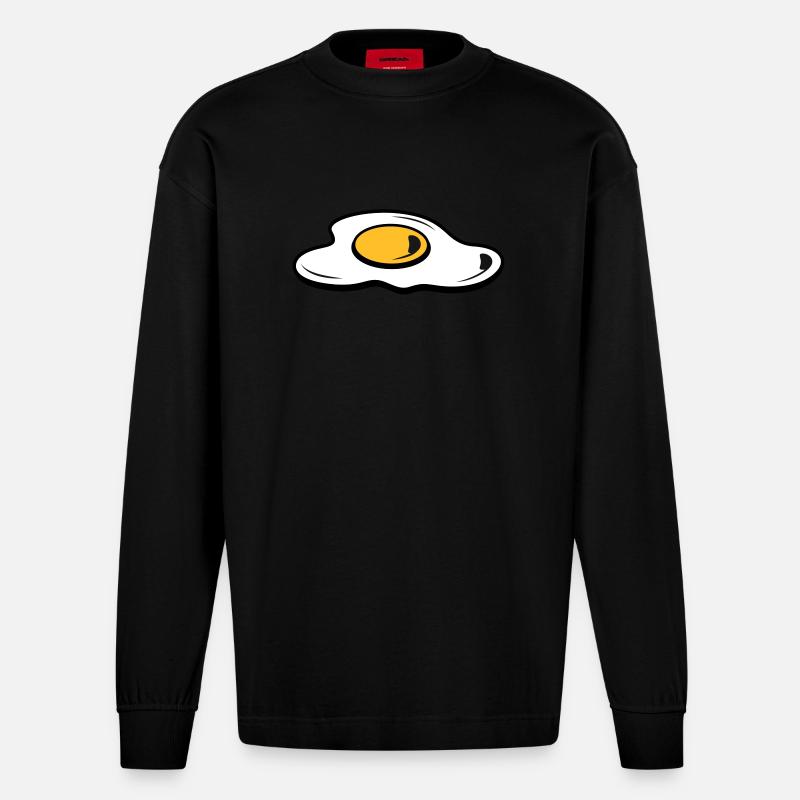 A fried egg - Heavyweight Oversized Organic Longsleeve Shirt Made in EU - SOLID BLACK