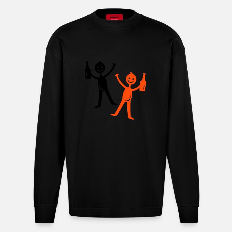 Bière buvant Figurine bâton - Manches longues bio épais oversize fabriqué en UE - SOLID BLACK