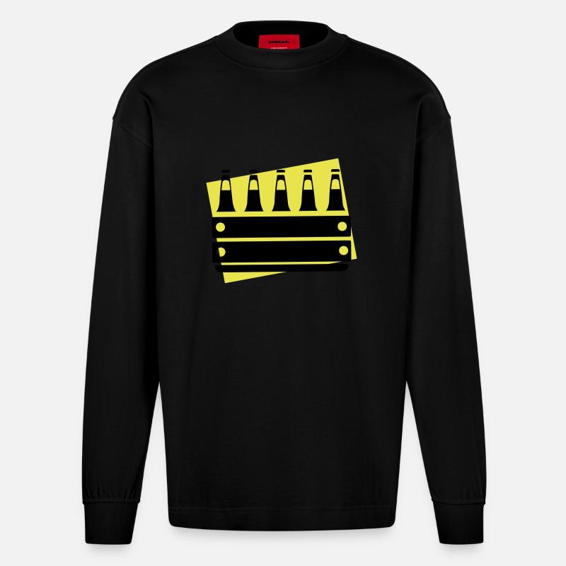 Bierkiste Kiste Bier - Heavyweight Oversized Organic Langarmshirt Made in EU - SOLID BLACK