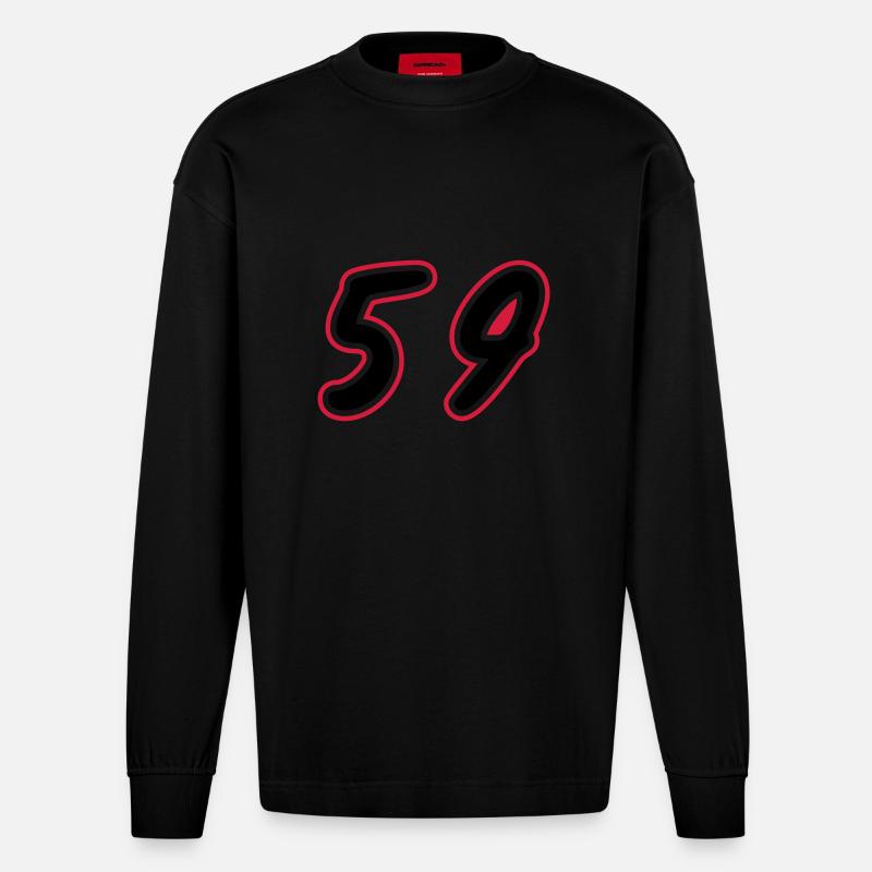 59 Symbole numérique - Manches longues bio épais oversize fabriqué en UE - SOLID BLACK