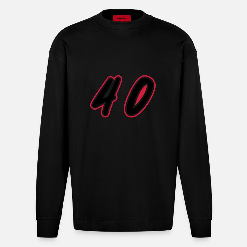 40 Symbole numérique - Manches longues bio épais oversize fabriqué en UE - SOLID BLACK