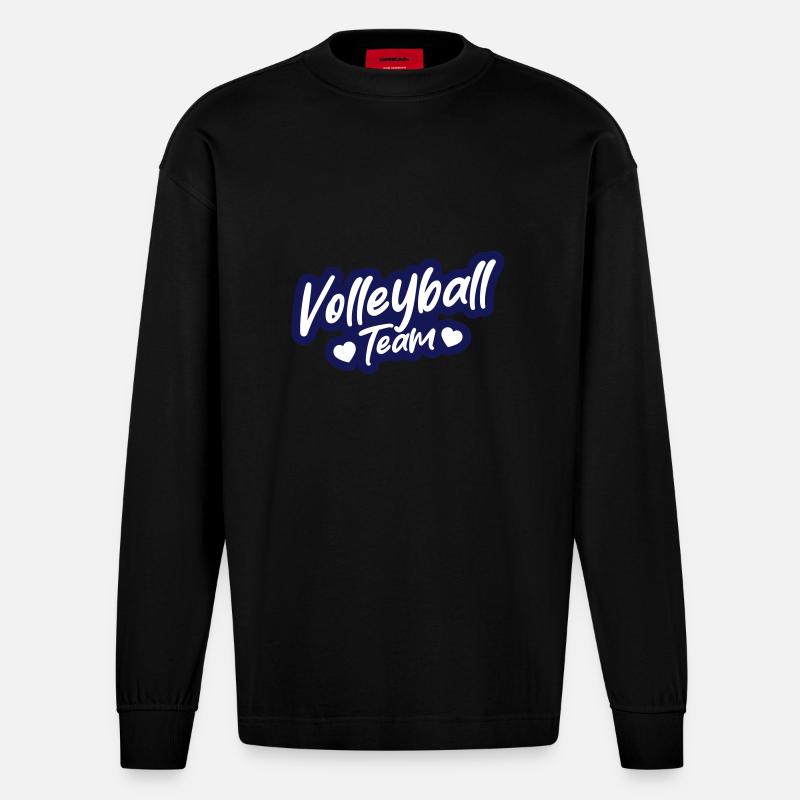 Volleyball Team - Heavyweight Oversized Organic Langarmshirt Made in EU - SOLID BLACK