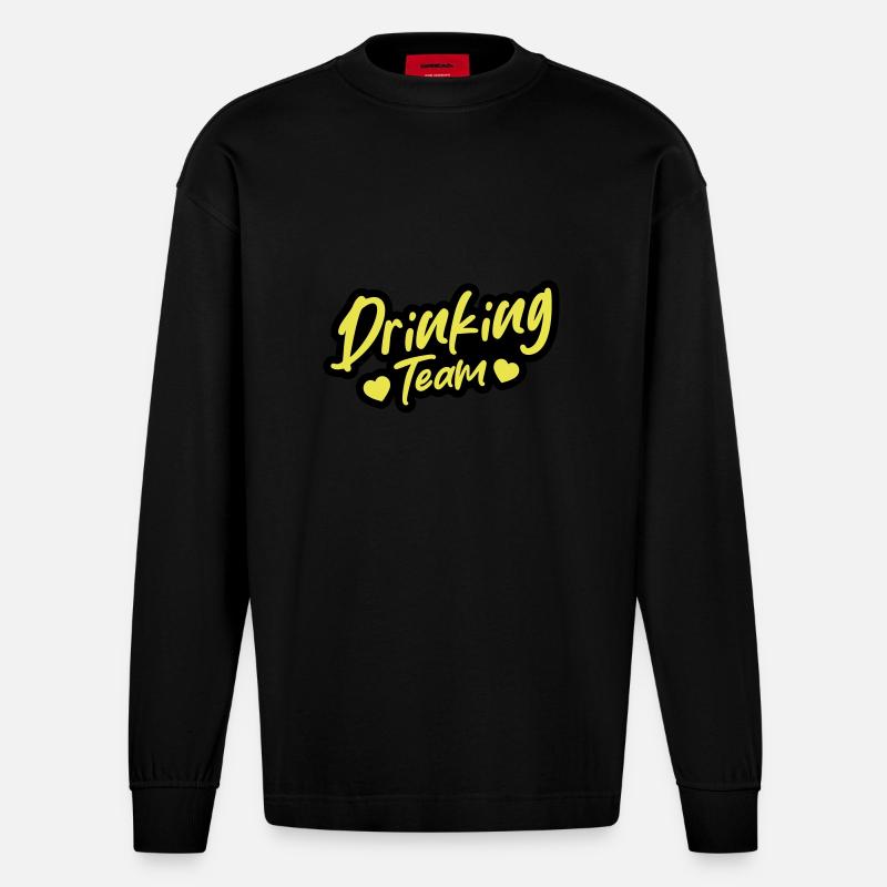 Drinking Team - Heavyweight Oversized Organic Langarmshirt Made in EU - SOLID BLACK