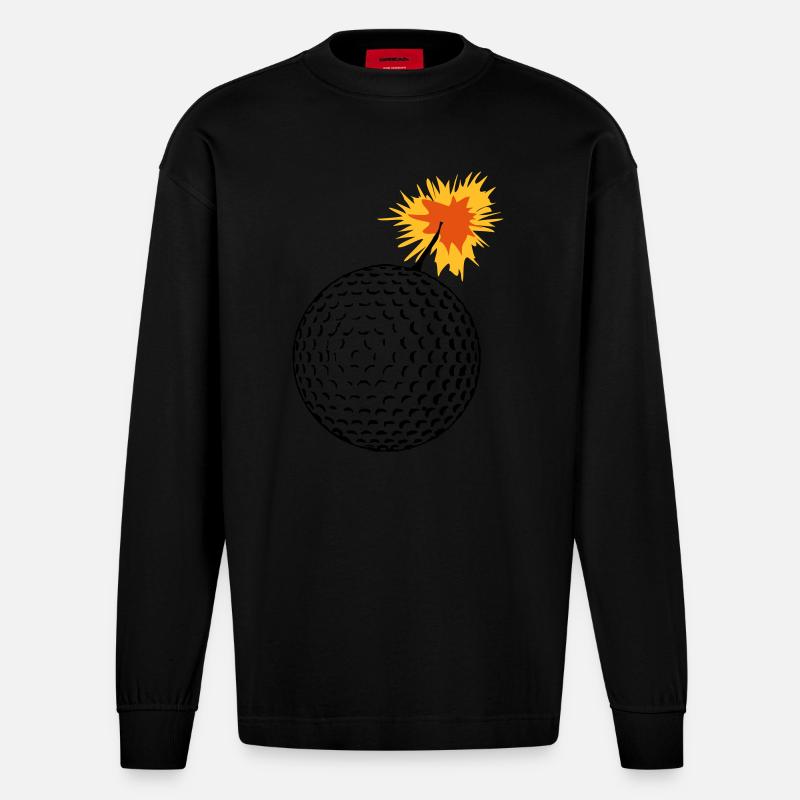 golfbombe - Heavyweight Oversized Organic Langarmshirt Made in EU - SOLID BLACK