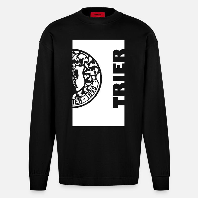 deckel trier halb - Heavyweight Oversized Organic Langarmshirt Made in EU - SOLID BLACK