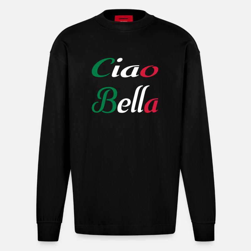 Ciao Bella - Heavyweight Oversized Organic Langarmshirt Made in EU - SOLID BLACK