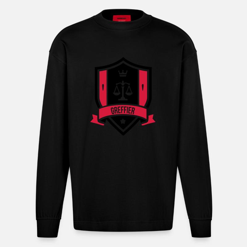 Greffier / Greffière / Loi / Tribunal / Justice - Manches longues bio épais oversize fabriqué en UE - SOLID BLACK