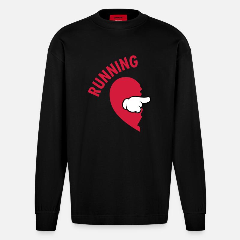 Running Partner (Part 1) - Heavyweight Oversized Organic Longsleeve Shirt Made in EU - SOLID BLACK
