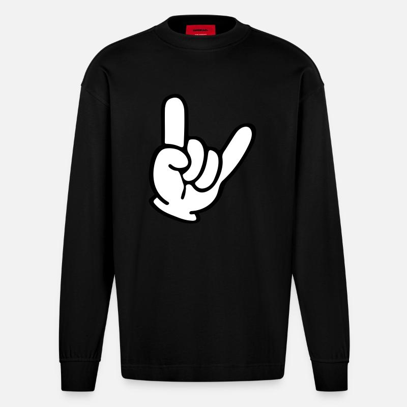 hand comic party - Heavyweight Oversized Organic Langarmshirt Made in EU - SOLID BLACK