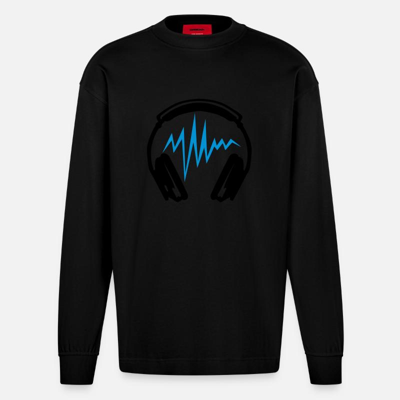 Equalizer Audio-Musik-Kopfhörer DJ zik2 - Heavyweight Oversized Organic Langarmshirt Made in EU - SOLID BLACK