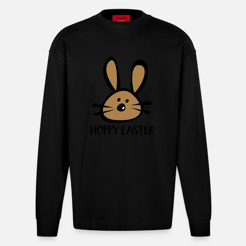 FROHE OSTERN - Heavyweight Oversized Organic Langarmshirt Made in EU - SOLID BLACK