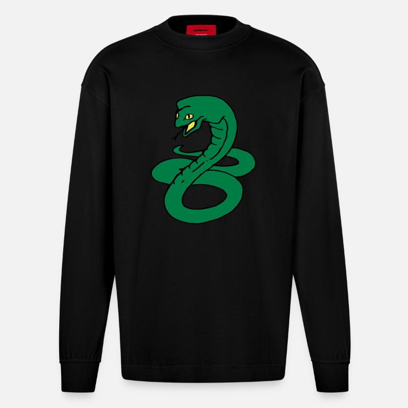 Cobra - Heavyweight Oversized Organic Langarmshirt Made in EU - SOLID BLACK