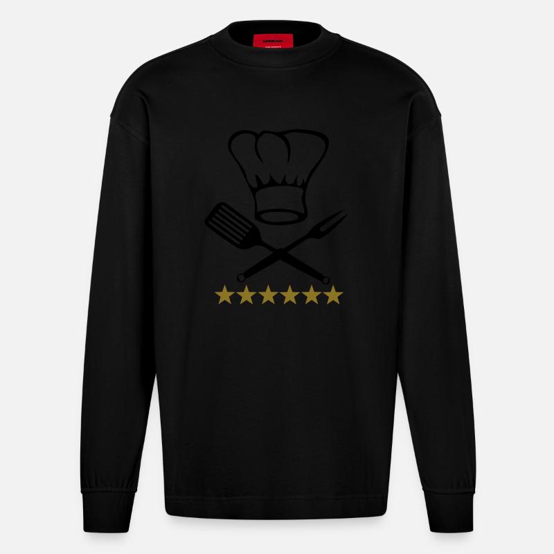 Kochen - Heavyweight Oversized Organic Langarmshirt Made in EU - SOLID BLACK