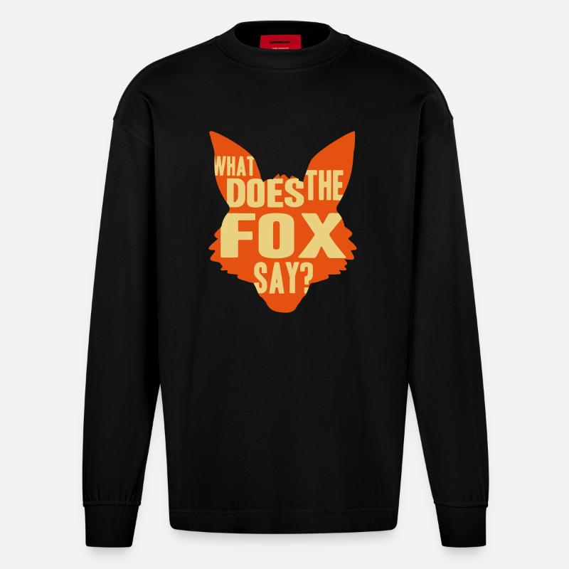 What Does The Fox Say - Heavyweight Oversized Organic Langarmshirt Made in EU - SOLID BLACK