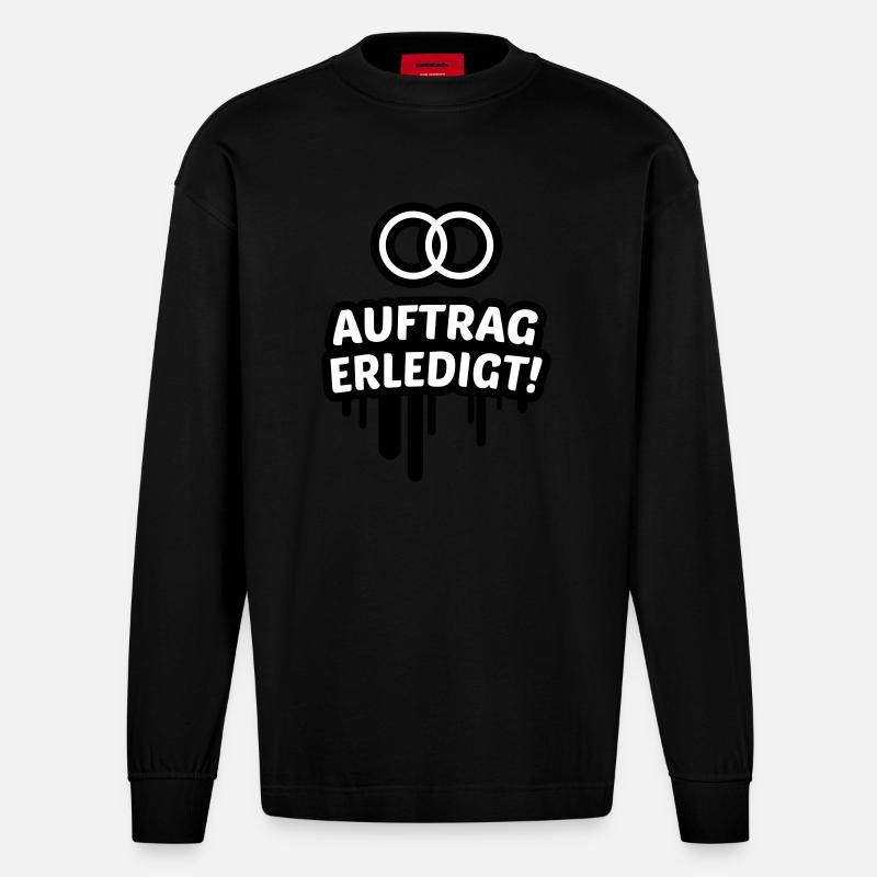 Travail, mariage, mariage de 2C. - Manches longues bio épais oversize fabriqué en UE - SOLID BLACK