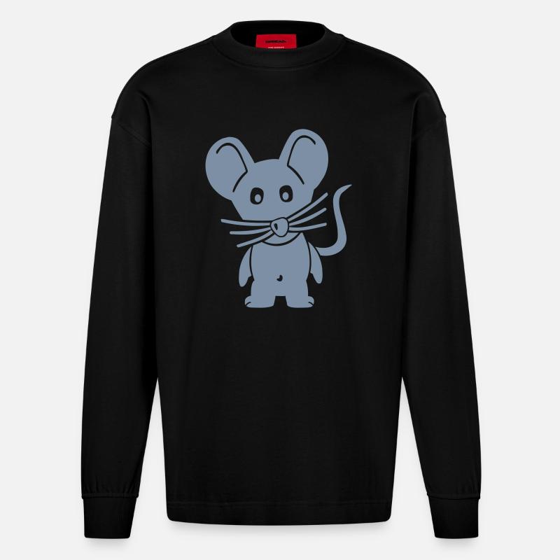 Maus - Heavyweight Oversized Organic Langarmshirt Made in EU - SOLID BLACK