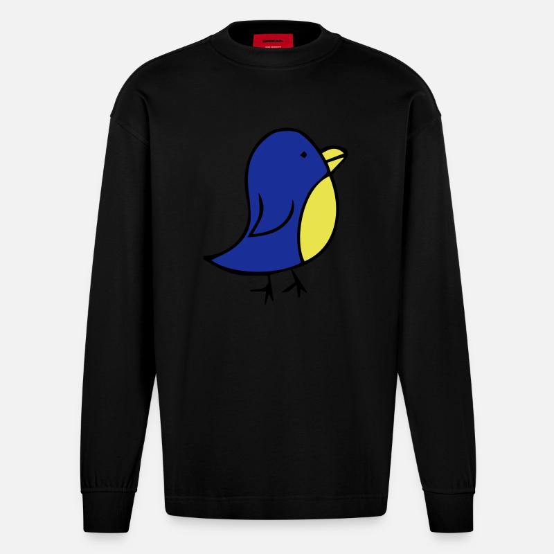 cute-bird - Heavyweight Oversized Organic Langarmshirt Made in EU - SOLID BLACK