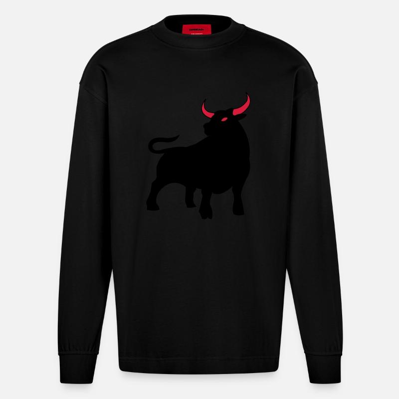 stier_02 - Heavyweight Oversized Organic Langarmshirt Made in EU - SOLID BLACK