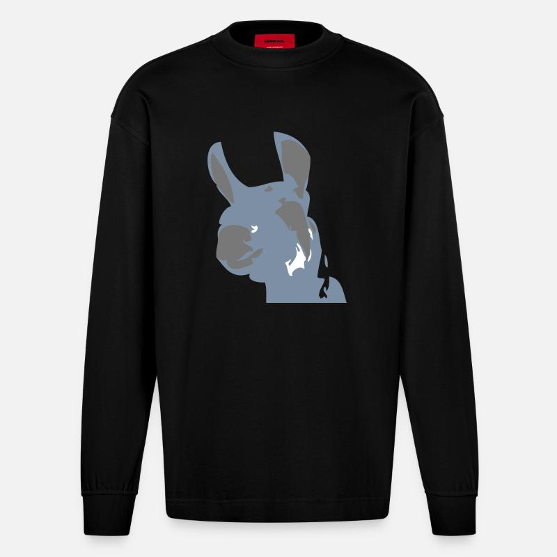 lama - Heavyweight Oversized Organic Langarmshirt Made in EU - SOLID BLACK