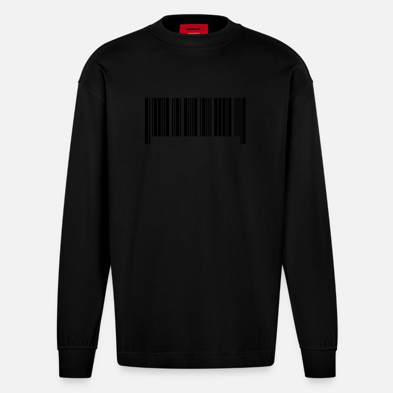 Barcode II - Heavyweight Oversized Organic Langarmshirt Made in EU - SOLID BLACK